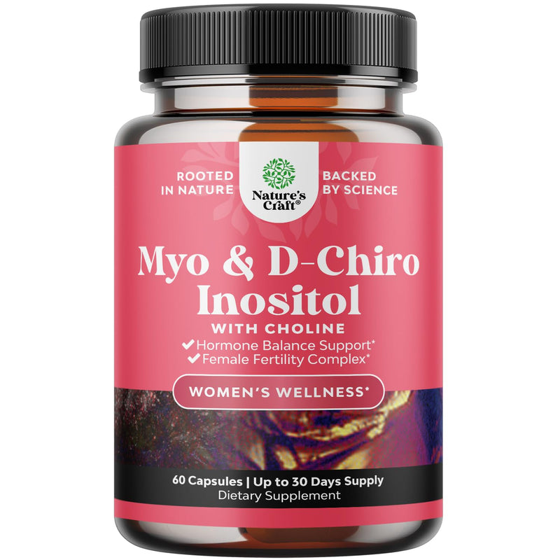 Myo-Inositol & D-Chiro Inositol Supplement for Women - Choline Supplement to Regulate Menstrual Cycle, Fertility & Hormonal Balance - Womens Hormone Balance Capsules with Myo & D-Chiro - 60 Count 60 Count (Pack of 1) - BeesActive Australia