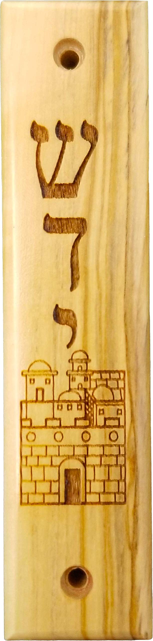 Logos Trading Post Olive Wood Mezuzah with Scroll, Shema & Jerusalem City, Made in Israel, Religious Home Décor for Door & Wall, Includes Parchment Prayer Scroll, Jewish & Messianic House Wall Art Shema and Jerusalem City - BeesActive Australia