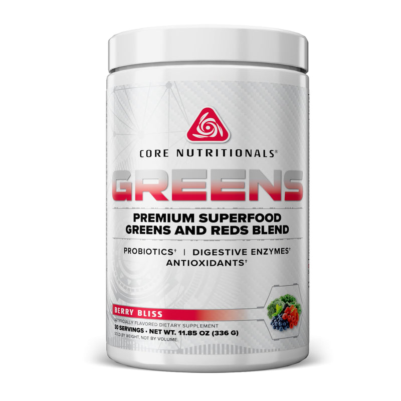 Core Nutritionals Greens, Digestive Support, Berry Bliss, 30 Servings | Daily Wellness Support, Reds & Greens Superfood Blend, 5 Billion CFU Probiotics, Digestive Enzymes, Antioxidants 11.85 Ounce (Pack of 1)