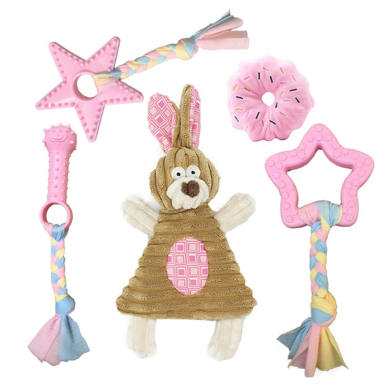 Puppy Toys for Teething, Puppy Chew Toys for Small Dogs, Crinkle Dog Toys Small Breed Boredom and stimulating, Dog Toys for Small Dogs, Pink, 5-Pack - BeesActive Australia