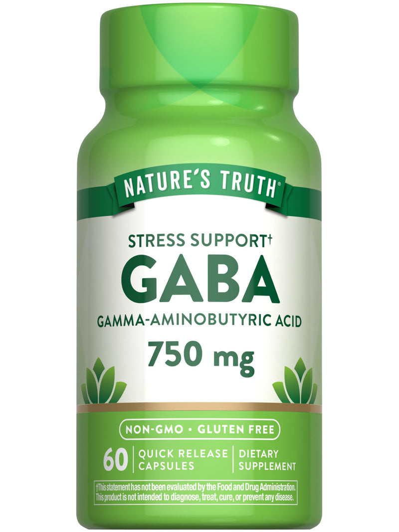 Nature's Truth GABA 750mg Capsules | 60 Count | Gamma Aminobutyric Acid Supplement | Non-GMO & Gluten Free Supplement