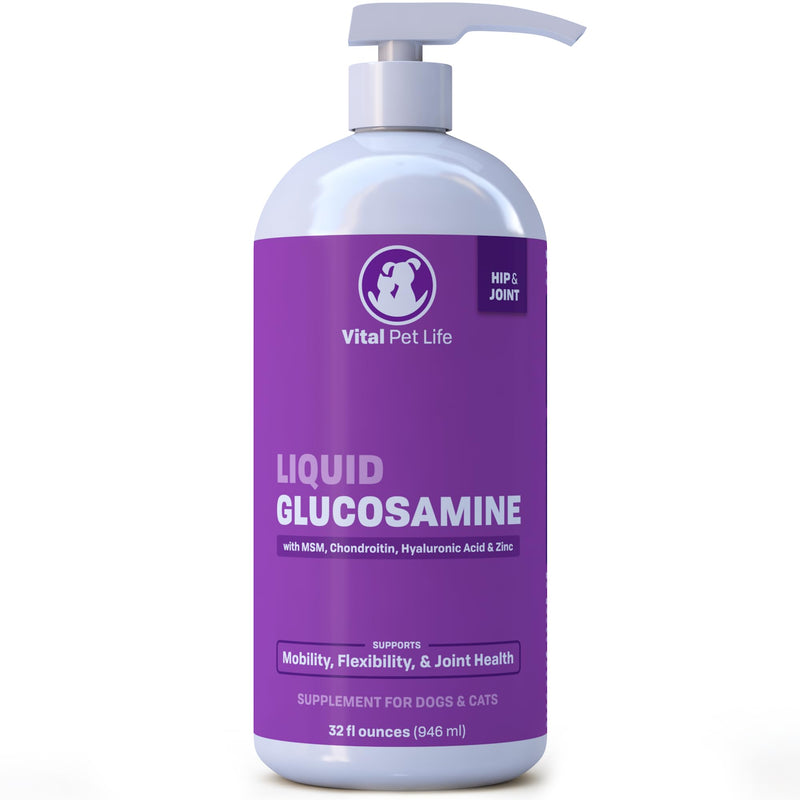 Liquid Glucosamine for Dogs Cats & Horses with Chondroitin, MSM, and Hyaluronic Acid, Hip & Joint Supplement for Mobility & Comfort, Supports Joint Health & Flexibility, Mobility, & Protection, 32 oz - BeesActive Australia