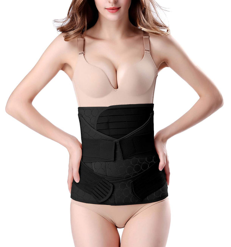 ChongErfei 3 in 1 Postpartum Belly Wrap - Recovery Belly/Waist/Pelvis Belt Black Band,Black One Size One Size (Pack of 1) - BeesActive Australia