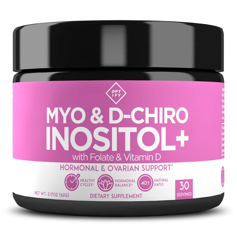 Optify Myo-Inositol & D-Chiro Inositol Supplement for Women | 40:1 Ratio Plus Folate and Vitamin D | Support Healthy Hormonal Balance, Regular Cycles, & Ovarian Health (2.22oz Powder (Pack of 1)) 2.22 Ounce (Pack of 1)