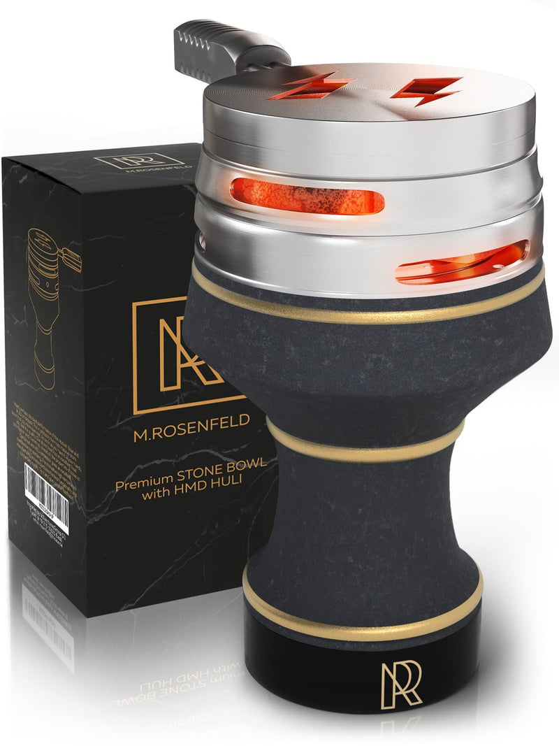 Hookah Bowl Set Premium Stone Black Bowl – Shisha Bowl with Cover Heat Management Charcoal Holder - Luxury Classic Hookah Bowls for Hookah Smoking, Ceramic Hookah Head with HMD 1 Count (Pack of 1) - BeesActive Australia
