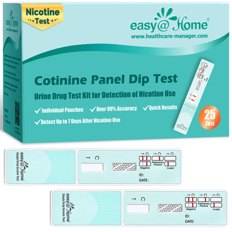 Easy@Home 25 Pack Nicotine Urine Test Strips Kit, Sensitive Rapid Testing Detection 200 ng/mL #ECOT-114 25 Count (Pack of 1)