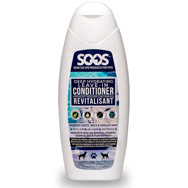 Soos Pet Dog Conditioner for Cats and Pets Deep Hydrating Leave-in Natural Dead Sea Minerals Skin Moisturizer Polish Deeply Absorbing with Vitamins Natural Ingredients - 1x Pet Conditioner (500ml) - BeesActive Australia
