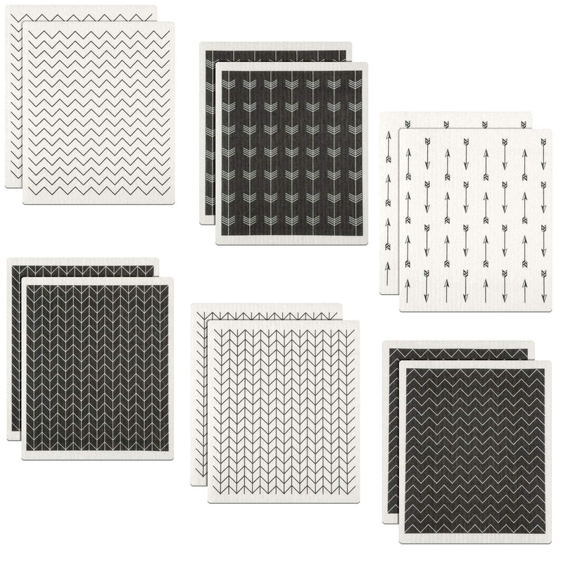 Boao 12 Pack Swedish Kitchen Dishcloths Absorbent Cellulose Sponge Cloth Reusable Cleaning Cloths No Odor Dish Towels for Kitchen, 6 Styles - BeesActive Australia