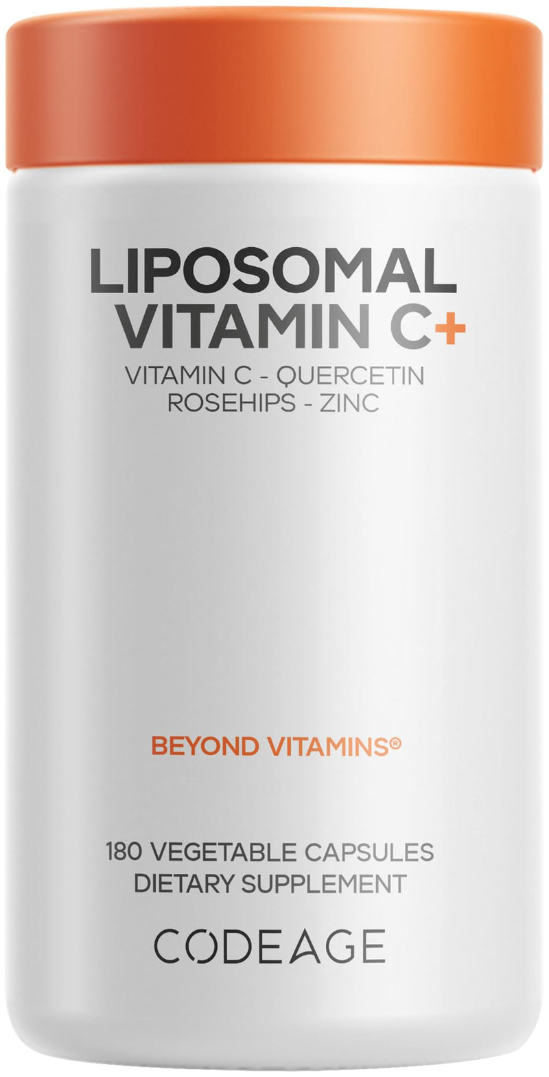 Codeage Liposomal Vitamin C 1500mg with Zinc, Elderberry, Citrus Bioflavonoids Grapefruit, Lemon, Orange Powder, Quercetin & Rose Hips Fruit – Vegan Supplement - Non-GMO, Vegan Pills, 180 Capsules 1