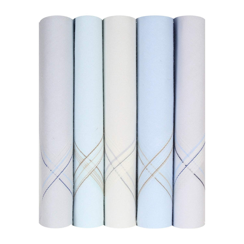 Caruso Italy Men's Luxury 100% Pure Cotton Handkerchief - Pack of 5 Off-white - BeesActive Australia