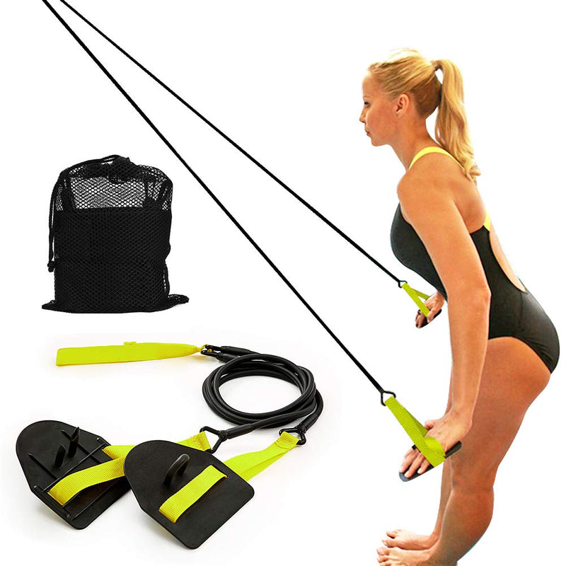 Dryland Powercord with Paddles,Swimming Arm Strength Trainer, Professional Freestyle Swimming Resistance Exercise Bands Set A Basic Set(40lbs) - BeesActive Australia