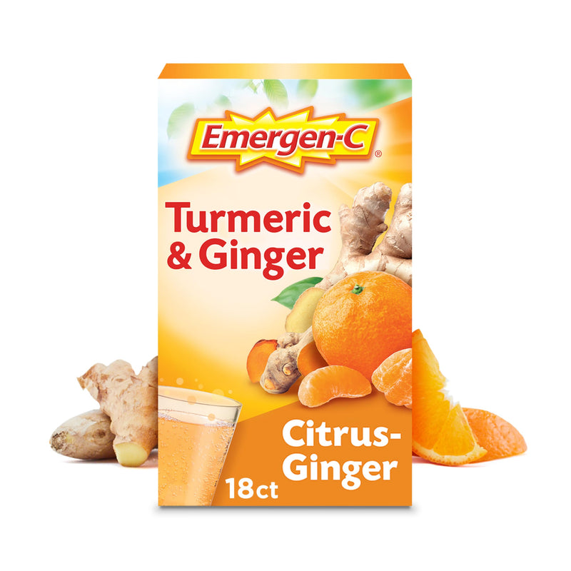 Emergen-C Citrus-Ginger Fizzy Drink Mix, Turmeric and Ginger, Immune Support, Natural Flavors with High Potency Vitamin C, 18 Count - BeesActive Australia