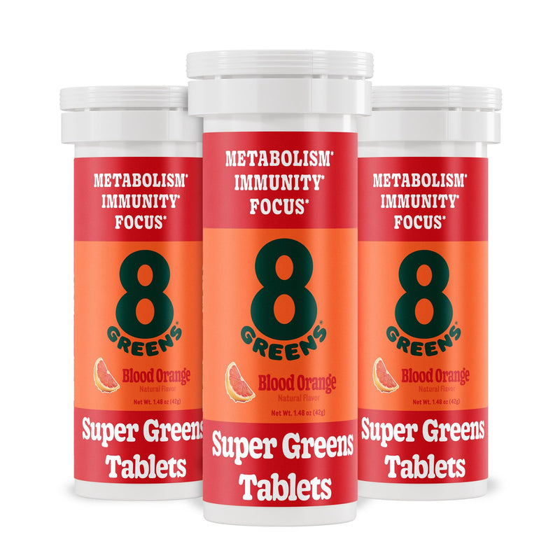 8G 8Greens Supergreens Effervescent Tablets, Blood Orange, 30 Servings | Boosts Metabolism, Immunity & Focus; Contains Aloe vera, spirulina & chlorella; Vitamins C, B6, B12 & folate; Doctor-Backed
