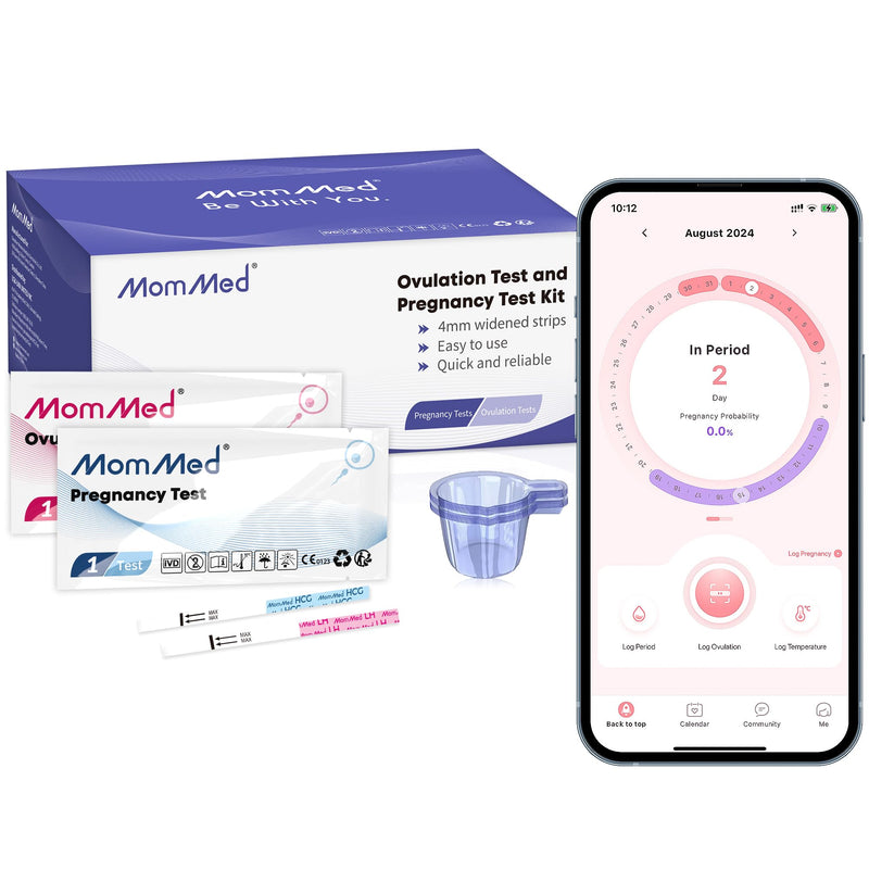 MomMed Ovulation Predictor Kit (HCG25-LH100), with 25 Pregnancy Test and 100 Ovulation Test Strips, Easy to Use Ovulation and Pregnancy Tests with 125 Urine Cups, Accuracy Fertility Test, OPK Test - BeesActive Australia