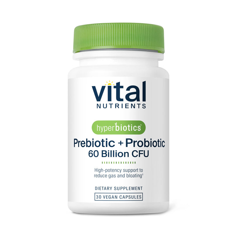 Hyperbiotics Vital Nutrients Prebiotic and Probiotic for Women and Men | 60 Billion CFU | Pre and Probiotics Supports Digestive Health, Constipation, Diarrhea, Gas & Bloating | 30 Vegan Capsules 30 Count (Pack of 1)