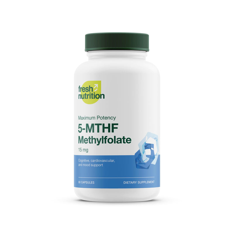 L Methylfolate 15mg - Maximum Potency - Active Vitamin B9 Superior Bioavailability - 5-MTHF Methyl Folate for Mood, Cognition, Immunity, Cardiovascular, Neurological, Reproductive Health - 60 Capsules 15mg 60 Capsules