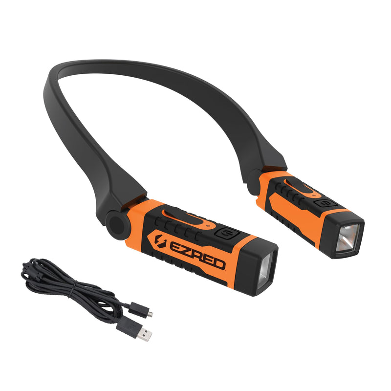 EZRED NK15-OR ANYWEAR Rechargeable Neck Light for Hands-Free Lighting, Orange, Perfect Light for Mechanics, Camping, Hunting, DIY Projects, Reading - BeesActive Australia