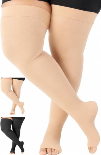 ABSOLUTE SUPPORT Thigh High Compression Stockings 20-30mmHg Beige/5XL 5X-Large