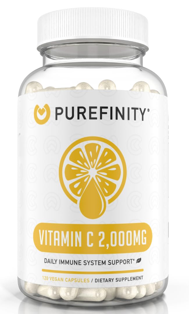 PUREFINITY Vitamin C 2000mg Capsules – Double Strength, High Absorption Supplement, Powerful Antioxidant Properties, 120 Capsules (1 Month Supply) 120 Count (Pack of 1)