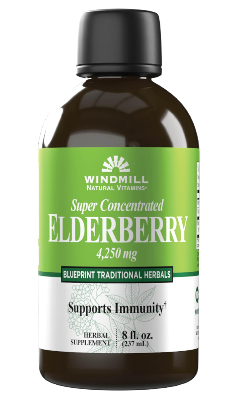Windmill Natural Vitamins Super Concentrated Black Elderberry, Supports Immune System, Rich in Antioxidants, 8 Fl Oz