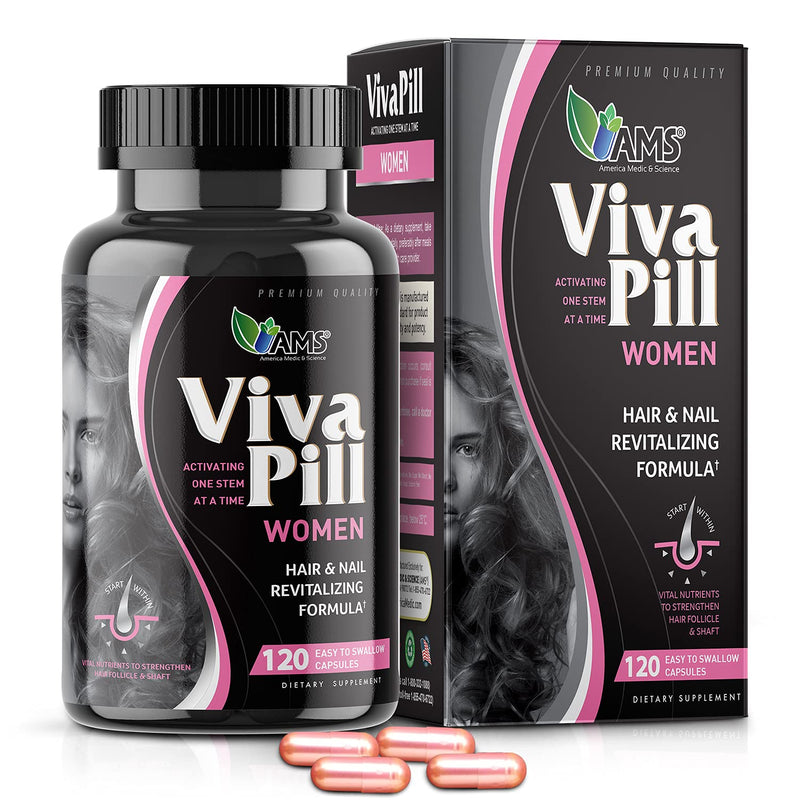 America Medic & Science VivaPill for Women (120 Capsules) Vitamins for Hair, Skin and Nails | Revitalizing Formula Pills with Biotin, Dietary Supplement for Hair Growth with Collagen and Keratin 1 Count (Pack of 120)