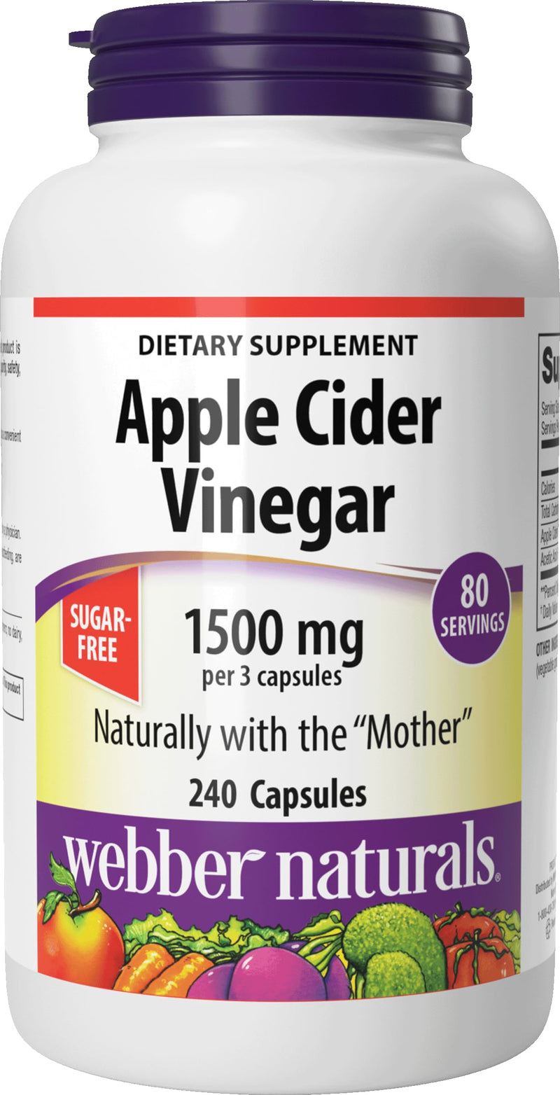 Webber Naturals Apple Cider Vinegar Capsules 1500mg, 240 Capsules
