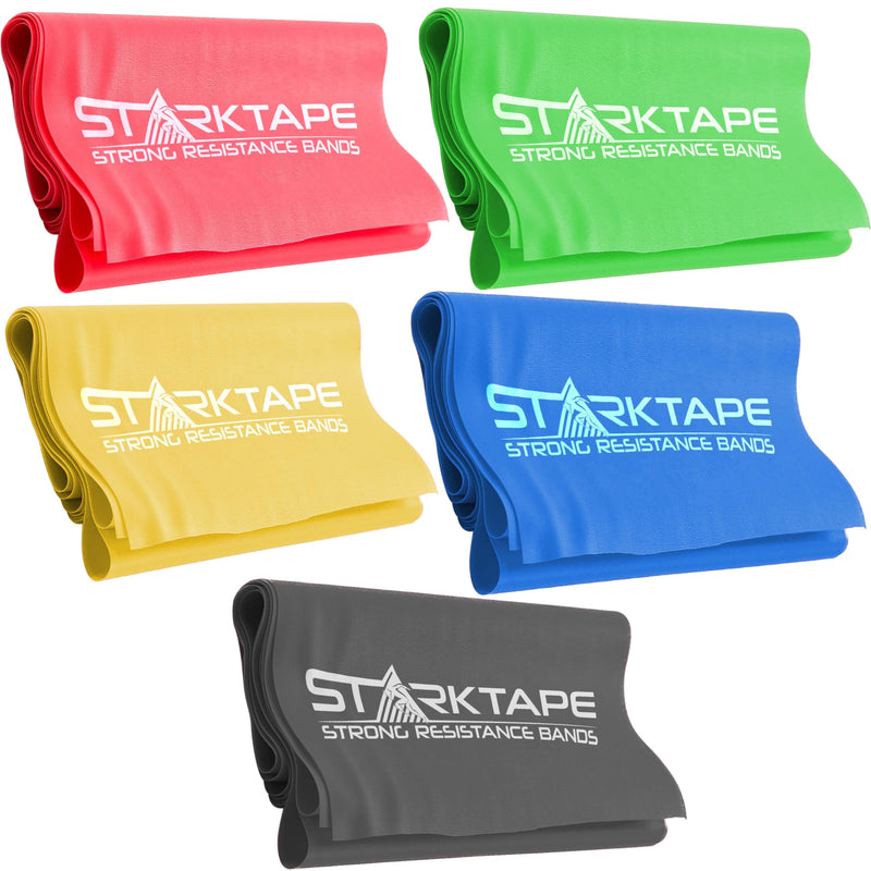 Resistance Bands Set. 3 or 5 Pack Non-Latex Physical Therapy, Professional Elastic Band. Perfect for Home Exercise, Workout, Strength Training, Yoga, Pilates, Rehab, Gym Yellow/Red/Green/Blue/Gray - BeesActive Australia