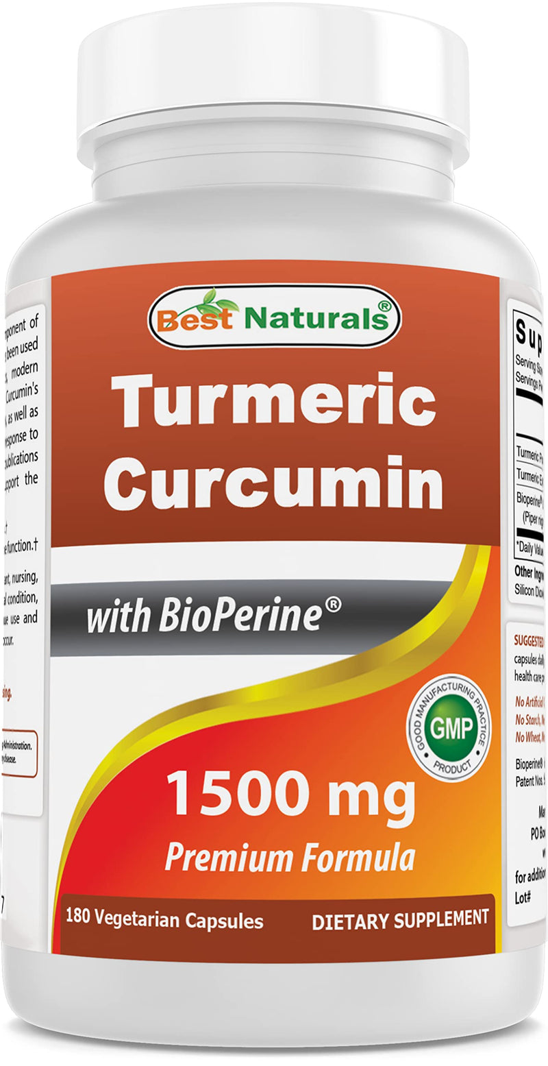 Best Naturals Turmeric Curcumin 1500mg/Serving with Bioperine - 180 Veggie Capsules - BeesActive Australia