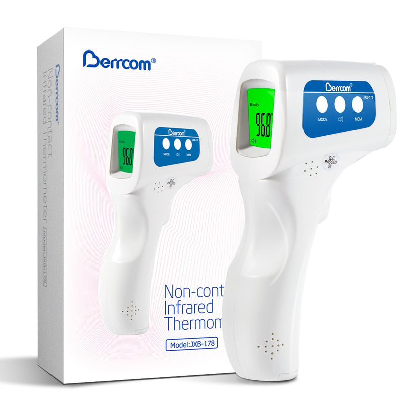 Berrcom Thermometer, 3 in 1 Contactless Infrared Fever Check Thermometer for Forehead, Ideal for Baby, Infant, Kids, and Adults, Batteries Not Included, JXB-178 (White) White