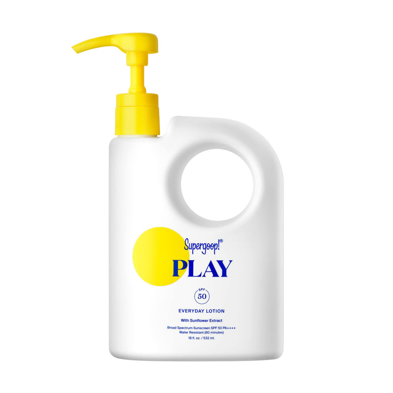 Supergoop! PLAY Everyday Lotion SPF 50-18 fl oz - Broad Spectrum Body & Face Sunscreen for Sensitive Skin - Great for Active Days - Fast Absorbing, Water & Sweat Resistant 18 Fl Oz (Pack of 1) - BeesActive Australia