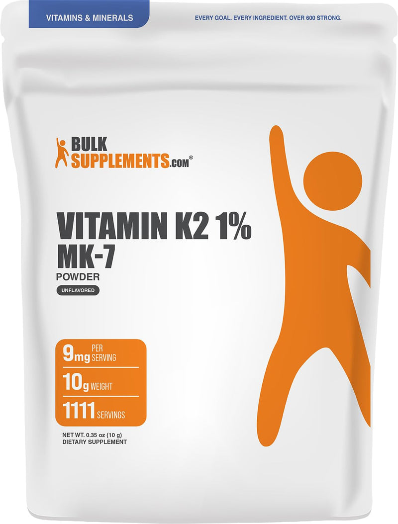 BulkSupplements.com Vitamin K2 MK-7 - K2 Vitamin K2 Supplement - K2 MK7 Supplement - Heart Vitamins - K2 Vitamin Supplement - K2 Vitamin Supplement MK-7 (10 Grams - 0.35 oz) 0.35 Ounce (Pack of 1)