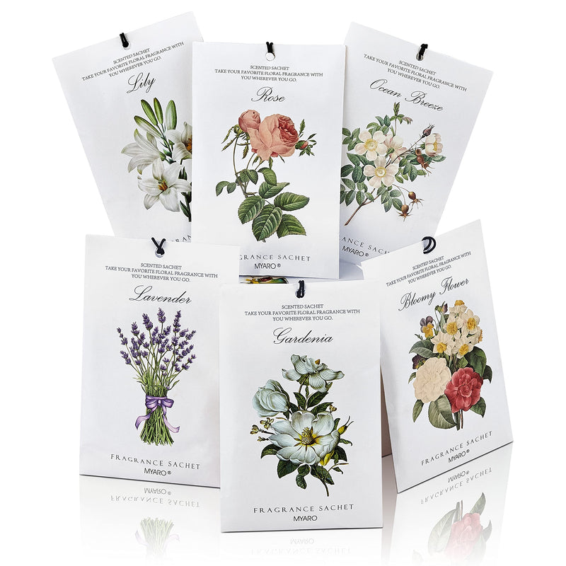 MYARO 12 Packs Scented Sachets for Drawer and Closet, Long-Lasting Sachets Bags Home Fragrance Sachet 6 Scents Option- Lavender, Rose, Jasmine, Ocean, Gardenia, Lily - BeesActive Australia