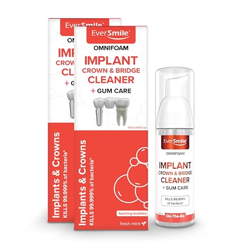Eversmile OmniFoam Dental Cleaner – Cleaning Foam for Implants, Crowns, and Bridges – Pack of 2, 50ml Bottle 1.69 Fl Oz ( Pack of 2)