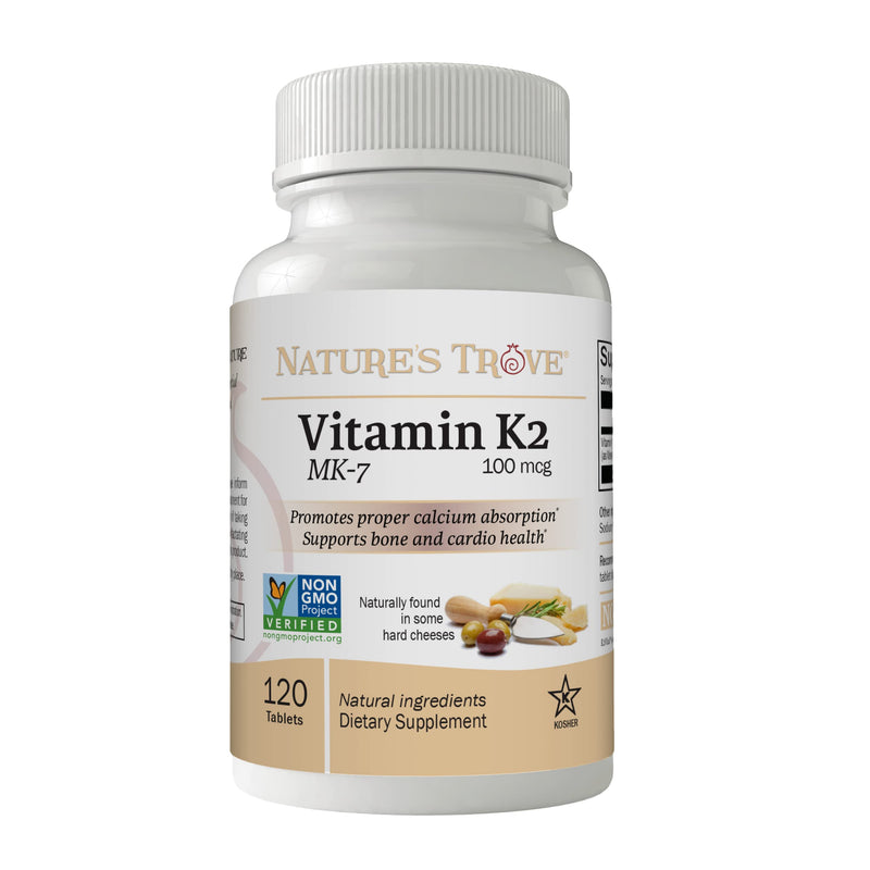 Nature's Trove Vitamin K2 MK7 Supplement, 100mcg, 120 Count, Vegan 120 Count (Pack of 1)