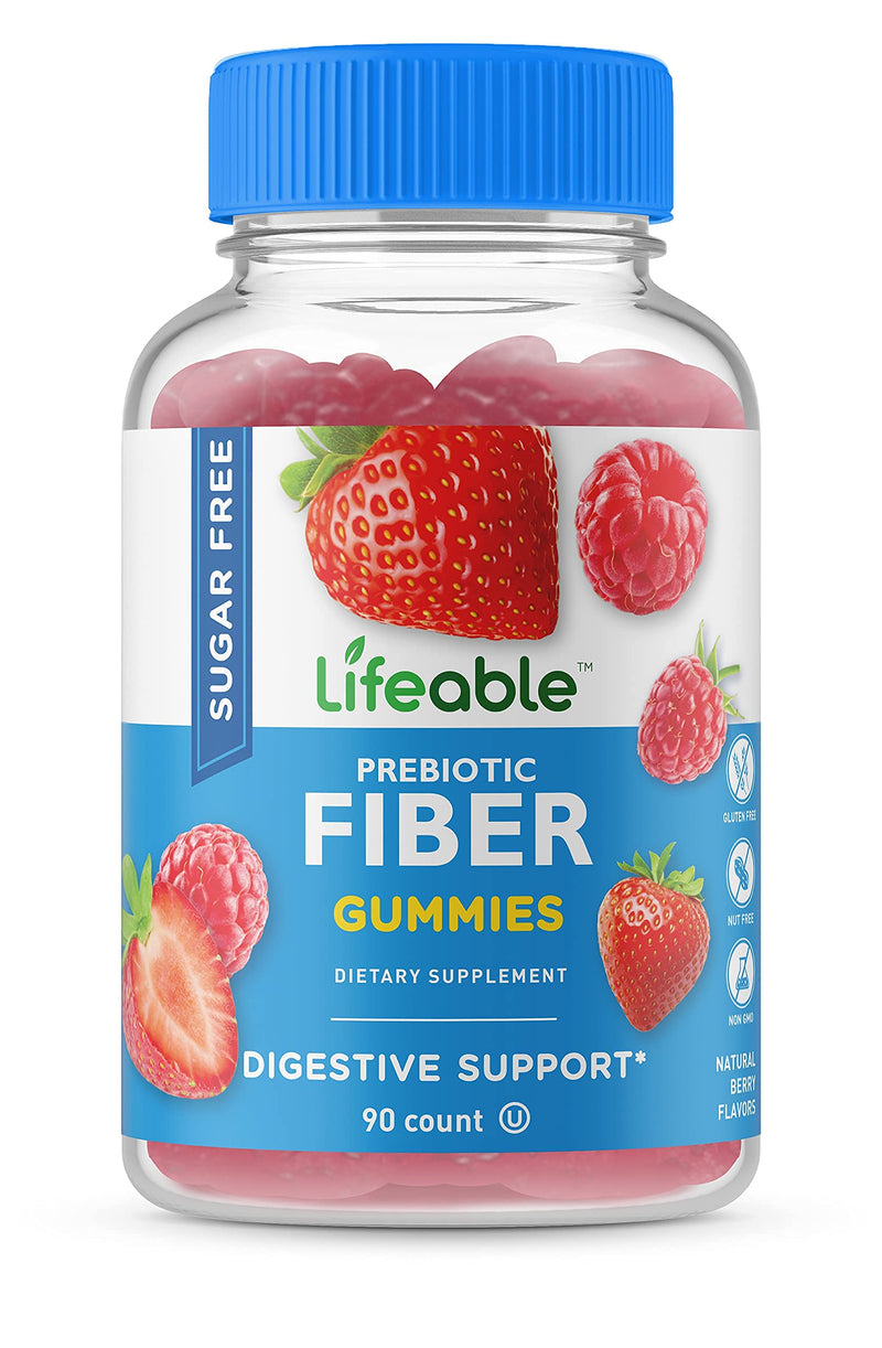 Lifeable Sugar Free Prebiotics Fiber for Adults - 4g - Great Tasting Natural Flavored Gummy Supplement - Keto Friendly - Gluten Free, Vegetarian, GMO Free - for Gut and Digestive Health - 90 Gummies - BeesActive Australia