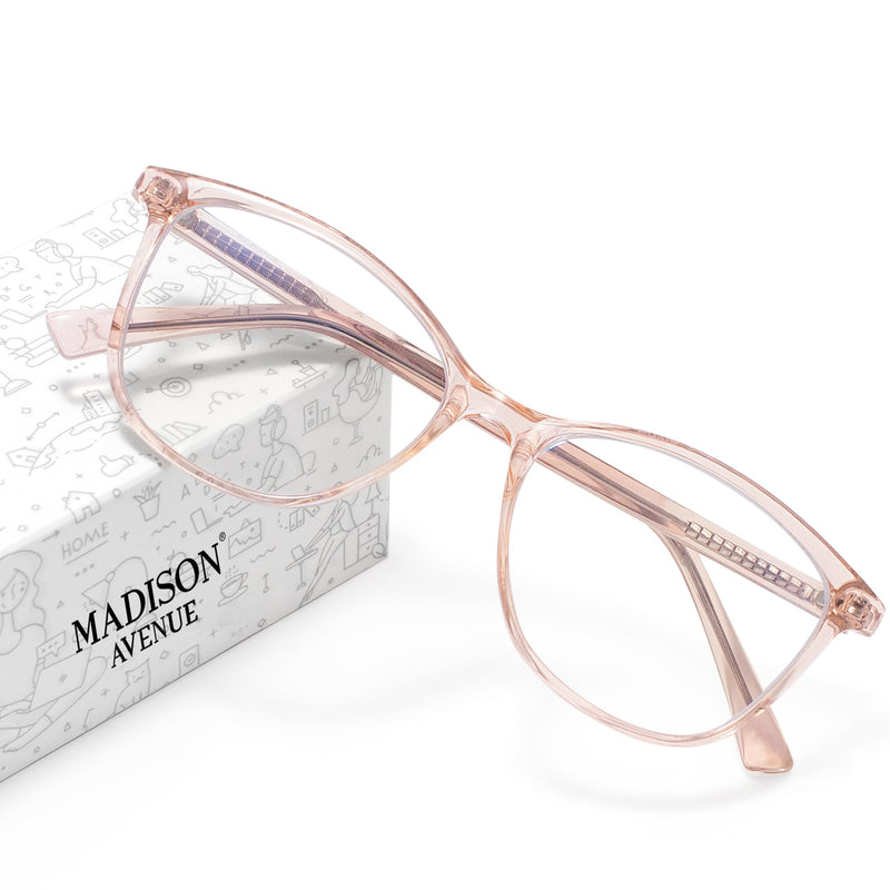 Madison Avenue Blue Light Blocking Glasses Anti Eyestrain UV Glare Blue Light Glasses for Women TV Phone Computer Gaming Eyeglasses (Crystal Brown) Crystal Brown - BeesActive Australia