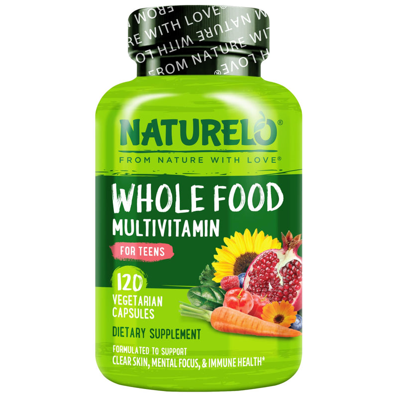 NATURELO Multivitamins for Teenage Girls/Boys, 120 Capsules | Whole Food Multivitamin with Minerals, Non-GMO, Vegetarian 120 Count (Pack of 1)