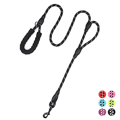 Plutus Pet Rope Dog Leash 6ft long,Traffic Padded Two Handle,Heavy Duty,Reflective Double Handles Lead for Control Safety Training,Leashes for Large Dogs or Medium Dogs,Dual Handles Leads(Black) Rope-Black - BeesActive Australia