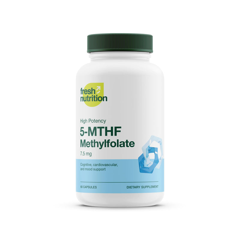 Fresh Nutrition L Methylfolate 7.5mg – DNA Verified for Maximum Potency – Superior Bioavailability – 5-MTHF Methyl Folate - 90 Capsules 7.5mg 90 Capsules