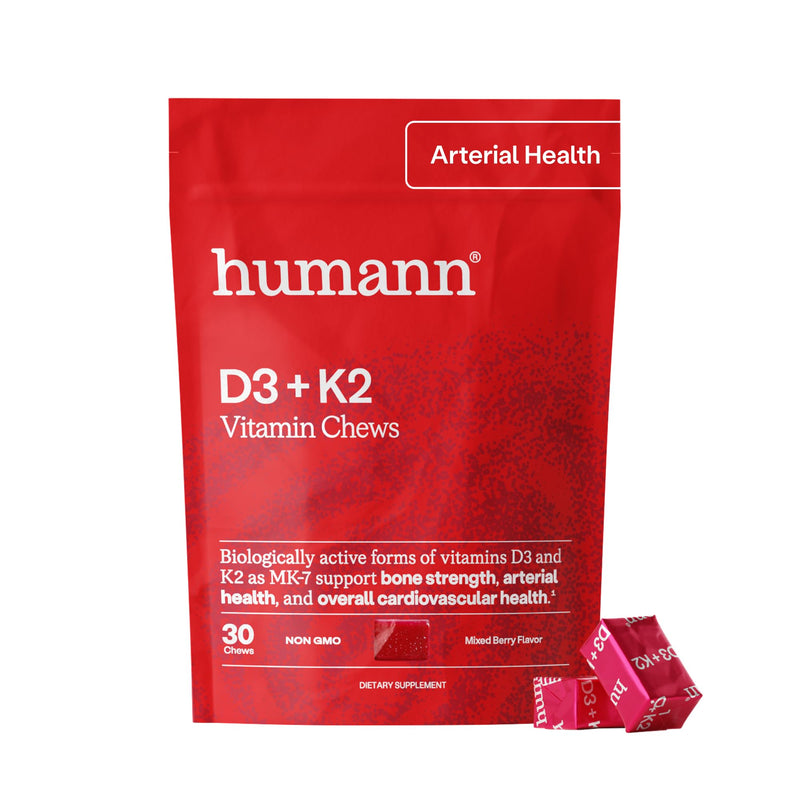 HumanN Vitamin D3 + K2 Chews, Mixed Berry Flavor, 30 Count | Arterial Health, Bone Strength, High Potency Vitamin D 5000 IU (125mcg), Non-GMO, One Chew Daily, For Adults, Made in USA 30 Count (Pack of 1)