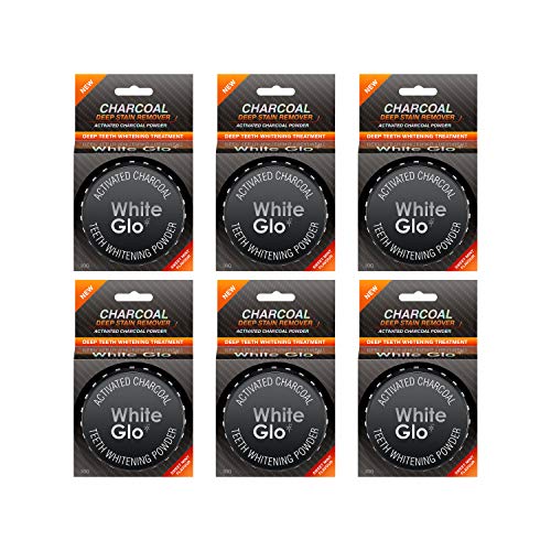 White Glo Activated Charcoal Teeth Whitening Powder, Highly Absobent to Clean Deep Stains and Discolouration, Fresh Mint Flavour (Pack of 6) 1.05 Ounce (Pack of 6)