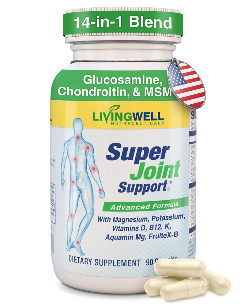 Glucosamine Chondroitin & MSM + D3 K2 for Bone & Joint Support Men & Women | Boosts Bone & Joint Health, 14-in-1 Joint Supplement with Aquamin Mg, FruiteX-B, Magnesium, Potassium & Calcium, 90 Capsules 1