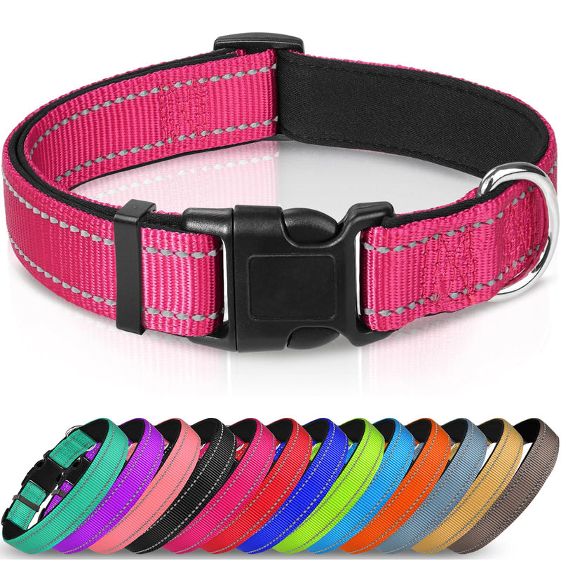 Joytale Reflective Dog Collar,Soft Neoprene Padded Breathable Nylon Pet Collar Adjustable for Large Dogs,Hotpink,L Large (Pack of 1) Hotpink - BeesActive Australia