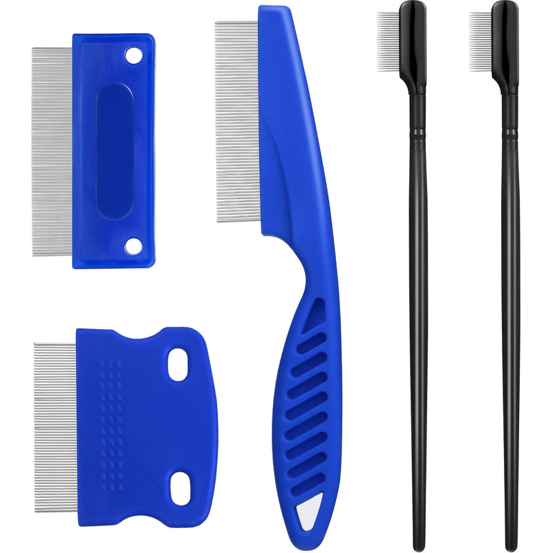 5 Pieces Dog Eye Combs Tear Stain Remover Combs Pet Grooming Comb for Small Dogs Gently Removing Eye Mucus and Crust (Blue, Black) Blue, Black - BeesActive Australia