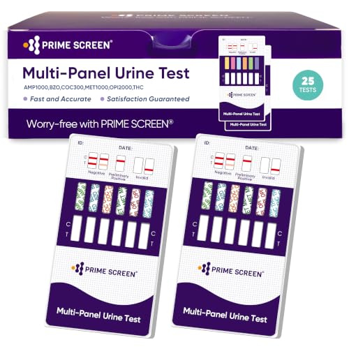 Prime Screen [25 Pack] 6 Panel Urine Drug Test Kit (THC-Marijuana, BZO-Benzos, MET-Meth, OPI, AMP, COC), WDOA-264 25 Count