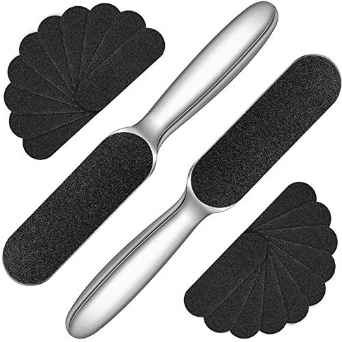 Mudder 2 Pack Pedicure Foot Files with 20 Replaceable Refill Pads,Silver Silver
