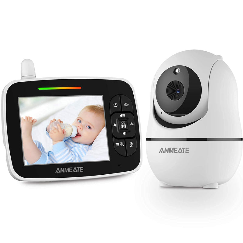 ANMEATE Baby Monitor with Remote Pan-Tilt-Zoom Camera,Large Display Video Baby Monitor with Camera and Audio |Infrared Night Vision |Two Way Talk | Room Temperature| Lullabies and 960ft Range（Black） Black - BeesActive Australia