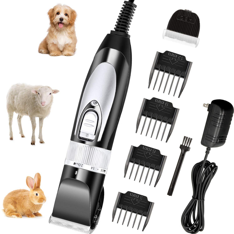 Mudder Electric Goat Clipper 12V High Power Dog Shaver Clipper for Grooming Low Noise Plug-in Pet Trimmer Grooming Clipper with 4 Guide Comb 1 Replacement Cutter Head 1 Cleaning Brush (Black) Black