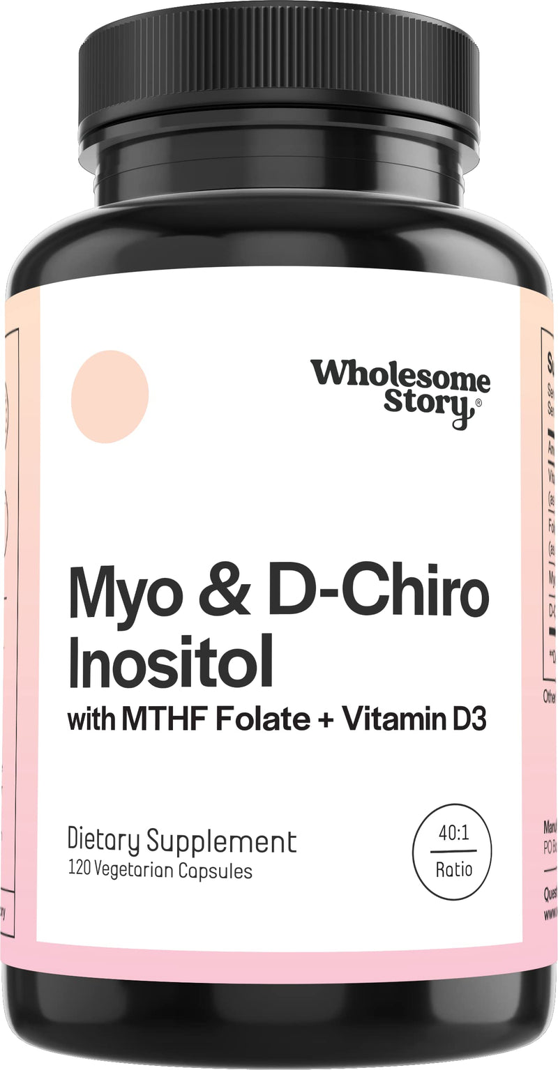 Myo-Inositol & D-Chiro Inositol Capsules with MTHF, Folate, Vitamin D| Support for Ovarian Function, Hormone Balance, & Homocysteine Levels | Fertility Supplements for Women | 40:1 Ratio 120 Count (Pack of 1) - BeesActive Australia
