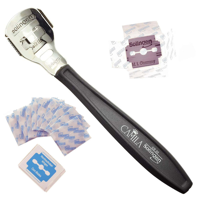 Corn Plane Foot Callus Remover, Hard Skin Heel Shaver Rasp Pedicure Cutter Kit for Feet and 10 Spare Blades, Pedicure Tools for Healthy Foot Care Made in Solingen Germany CS22-CS23 - BeesActive Australia